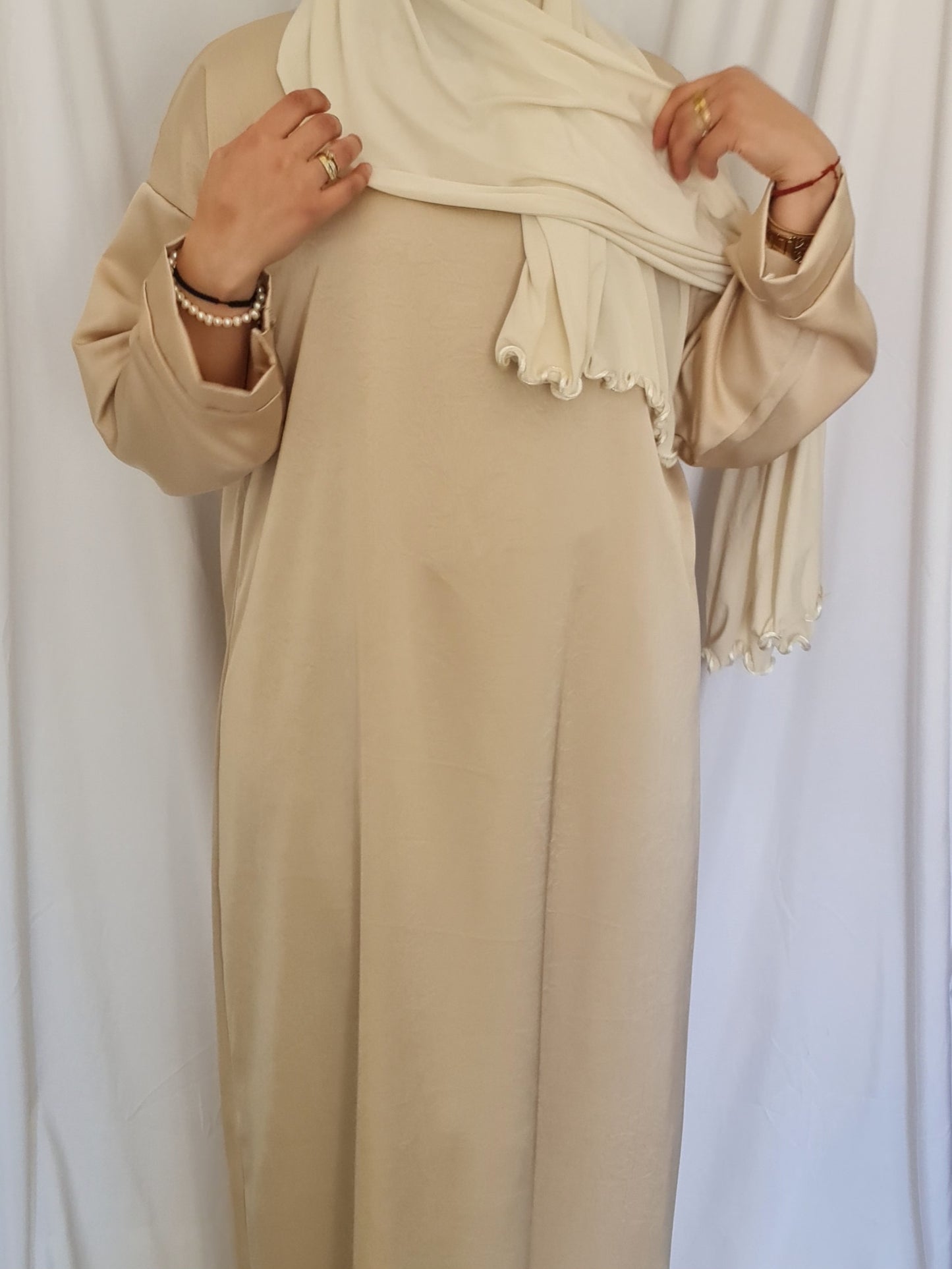 Abaya satén beige
