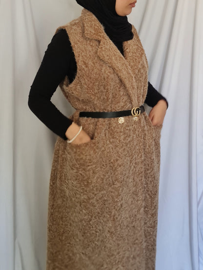 Chaleco borrego largo talla grande