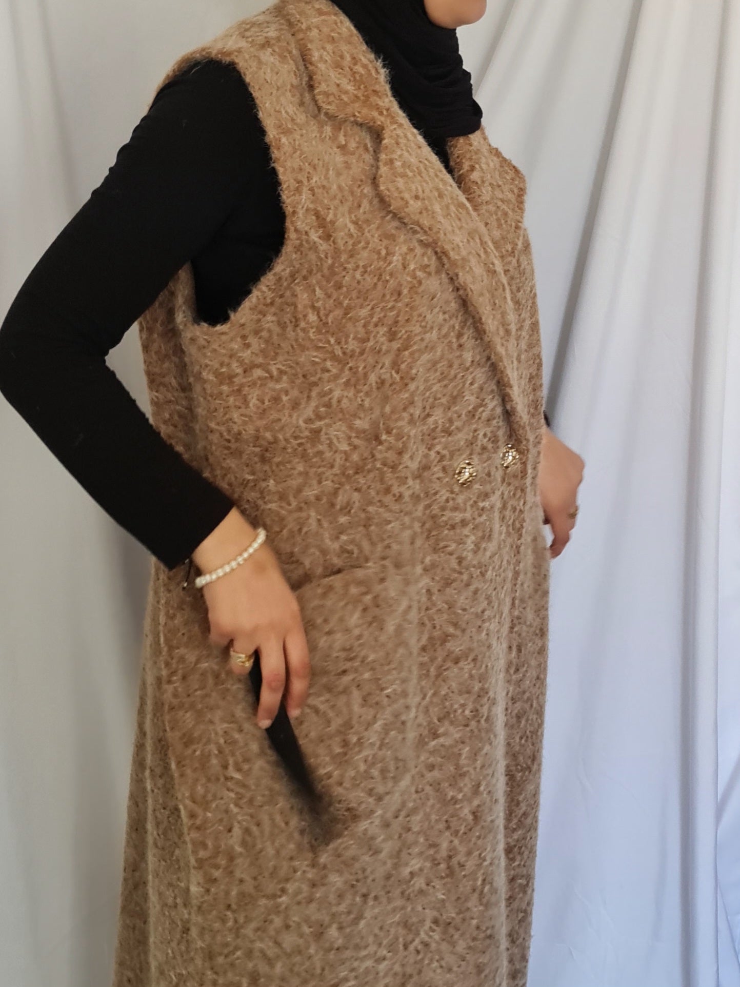 Chaleco borrego largo talla grande